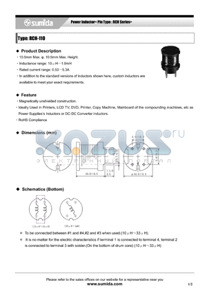 RCH110NP-181K datasheet - Power Inductor< Pin Type : RCH Series>