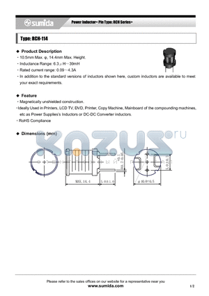 RCH114NP-102KB datasheet - Power Inductor< Pin Type: RCH Series>
