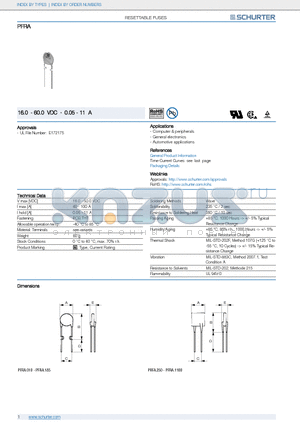 PFRA090 datasheet - RESETTABLE FUSES