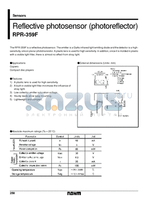 RPR-359 datasheet - Reflective photosensor (photoreflector)