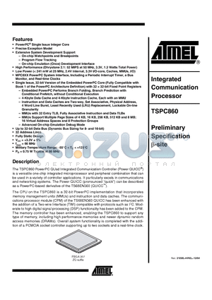 TSPC860 datasheet - Integrated Communication Processor