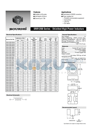 SRR1208-221K datasheet - Shielded High Power Inductors