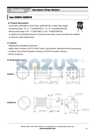 RCH8011NP-151L datasheet - Power Inductor< PIN Type : RCH Series>