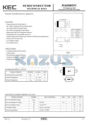 PG03DBTFC datasheet - TVS Diode for ESD Protection in Portable Electronics