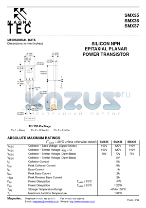 SMX35 datasheet - SILICON NPN EPITAXIAL PLANAR POWER TRANSISTOR