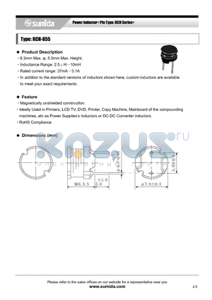 RCH855NP-3R3M datasheet - Power Inductor< Pin Type: RCH Series>