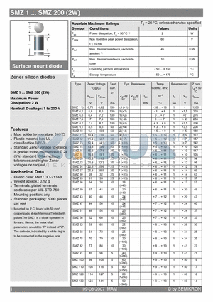 SMZ10 datasheet - Zener silicon diodes