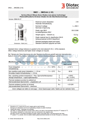 SMZ100 datasheet - Surface Mount Silicon-Zener Diodes (non-planar technology)