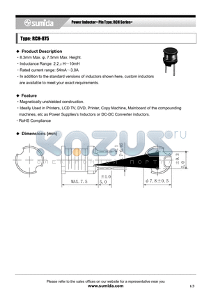 RCH875NP-150K datasheet - Power Inductor< Pin Type: RCH Series>