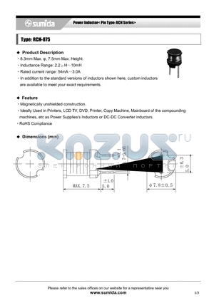 RCH875NP-270K datasheet - Power Inductor< Pin Type: RCH Series>