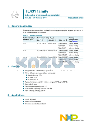 TL431AQDBZR datasheet - Adjustable precision shunt regulator