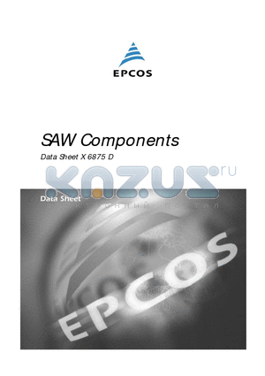 X6875D datasheet - SAW Components Bandpass Filter