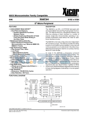 X68C64SI datasheet - E2 Micro-Peripheral
