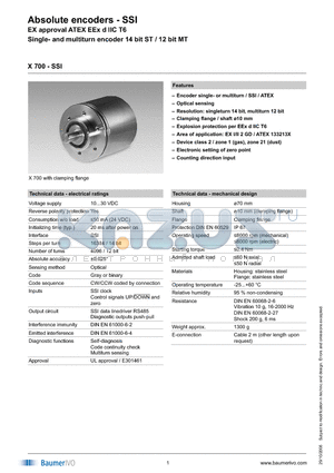 X700-SSI datasheet - Absolute encoders - SSI
