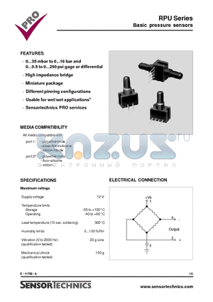 RPUB005G2A datasheet - Basic pressure sensors