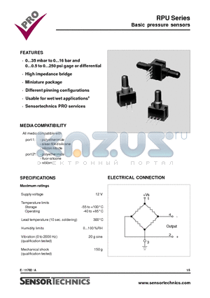 RPUB010G2A datasheet - Basic pressure sensors