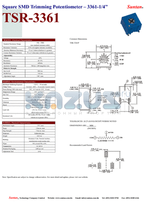 TSR-3361 datasheet - Circularity Trimming Potentiometer - 3329