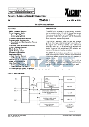 X76F041A datasheet - PASS TM SecureFlash