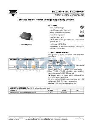 SMZG3788B datasheet - Surface Mount Power Voltage-Regulating Diodes