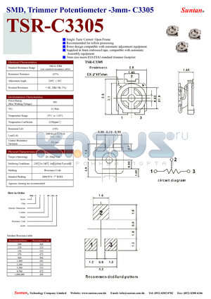 TSR-C3305 datasheet - SMD, Trimmer Potentiometer -3mm- C3305