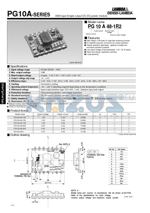 PG10A-48-3R3 datasheet - SMD type Single output DC-DC power module