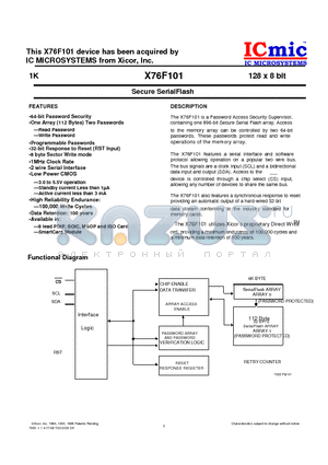 X76F101HG datasheet - Secure SerialFlash