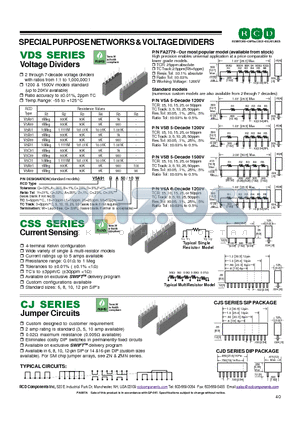 V5A91D25 datasheet - SPECIAL PURPOSE NETWORKS & VOLTAGE DIVIDERS