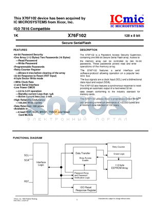 X76F102HG datasheet - Secure SerialFlash