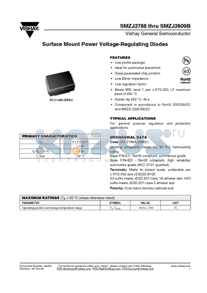 SMZJ3788AHE3/52 datasheet - Surface Mount Power Voltage-Regulating Diodes