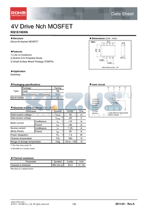 RQ1E100XN datasheet - 4V Drive Nch MOSFET