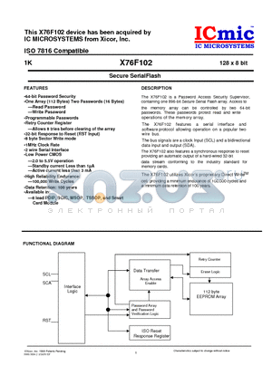 X76F102V8 datasheet - Secure SerialFlash