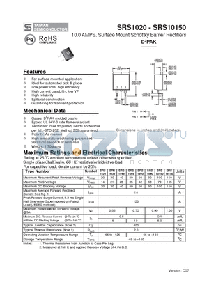 SRS1060 datasheet - 10.0 AMPS. Surface Mount Schottky Barrier Rectifiers