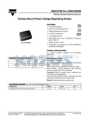 SMZJ3806B datasheet - Surface Mount Power Voltage-Regulating Diodes