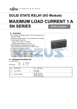 SN-A24B datasheet - SOLID STATE RELAY (I/O Module) MAXIMUM LOAD CURRENT 1 A