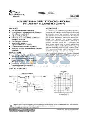 SN0401093 datasheet - DUAL INPUT BUS 9-A OUTPUT SYNCHRONOUS BUCK PWM SWITCHER WITH INTEGRATED FETs(SWIFT)