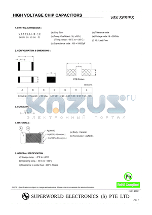 V5X154-B-10 datasheet - HIGH VOLTAGE CHIP CAPACITORS