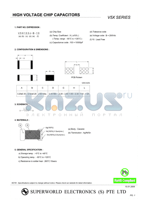 V5X224-B-10 datasheet - HIGH VOLTAGE CHIP CAPACITORS
