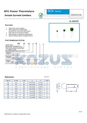 SCK datasheet - NTC Power Thermistors Inrush Current Limiters