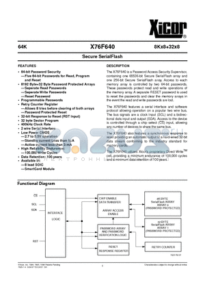 X76F640W-2.7 datasheet - Secure SerialFlash