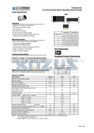 TSS43U datasheet - 0.2 Amp Surface Mount Schottky Barrier Diode