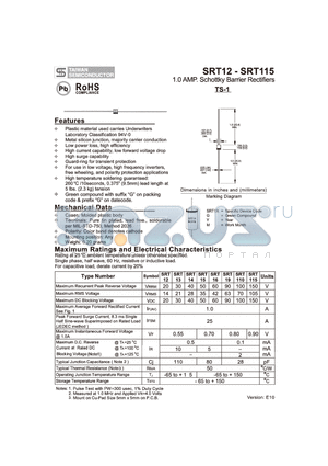 SRT12 datasheet - 1.0 AMP. Schottky Barrier Rectifiers