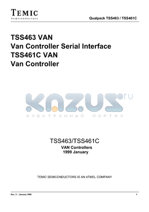 TSS463 datasheet - Van Controller Serial Interface
