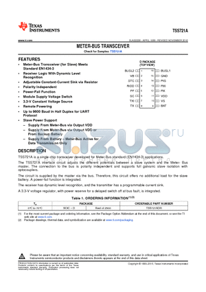 TSS721ADR datasheet - METER-BUS TRANSCEIVER