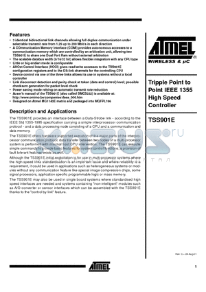 TSS901EMA-E datasheet - Tripple Point to Point IEEE 1355 High Speed Controller