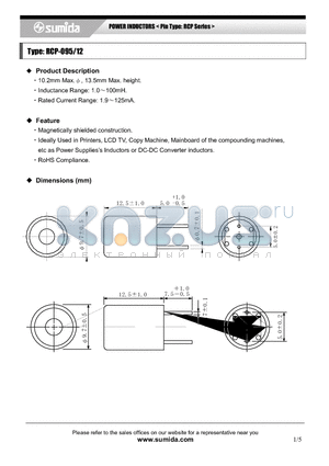 RCP095NP-183K-50 datasheet - POWER INDUCTORS < Pin Type: RCP Series >