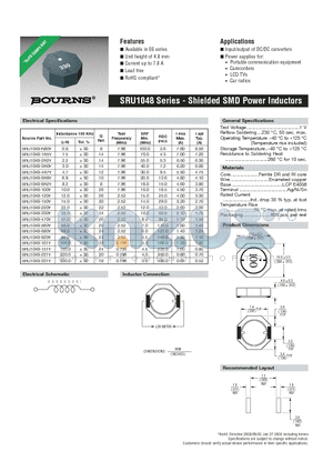 SRU1048-2R2Y datasheet - Shielded SMD Power Inductors