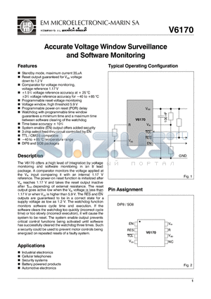 V6170 datasheet - Accurate Voltage Window Surveillance and Software Monitoring
