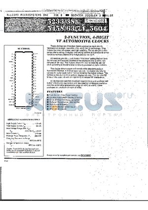 SCL5458 datasheet - 2-FUCTION, 4-DIGIT VF AUTOMOTIVE CLOCKS