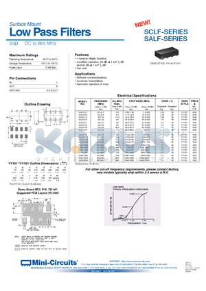 SCLF_SALF-SERIES datasheet - Low Pass Filters 50 DC to 865 MHz