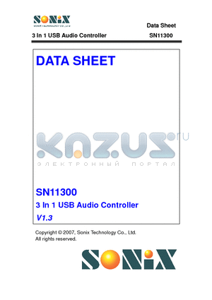 SN11300APLG datasheet - 3 In 1 USB Audio Controller
